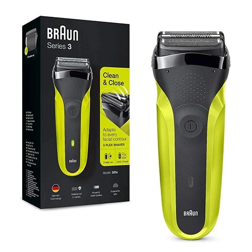 Braun Series 3 300 Electric Shaver 13053538 - Shaves, Trims, and Edges with 3 Pressure-Sensitive Shaving Elements  - Black / Yellow (4210201276326) - image 4