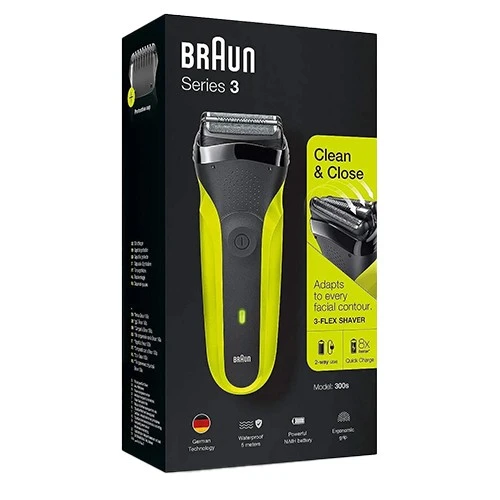 Braun Series 3 300 Electric Shaver 13053538 - Shaves, Trims, and Edges with 3 Pressure-Sensitive Shaving Elements  - Black / Yellow (4210201276326) - image 5
