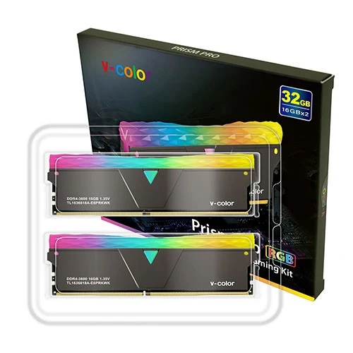 ڤی کەڵەر DDR4 پریزم پرۆ 32 گێگابایت کیتی بیرگەی یاریکردن 2 16x گێگابایت 3600 مێگاهێرتز PC4-28800 CL18 RGB - ڕەش (889715008637) - image 3