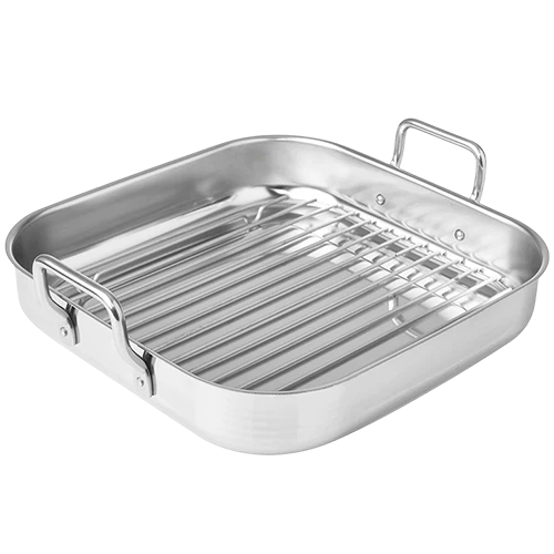 Silampos Sado Tray with Handles and Griddle Baking Dish + Grid 27×27 - Silver (5601416511415) - image 1