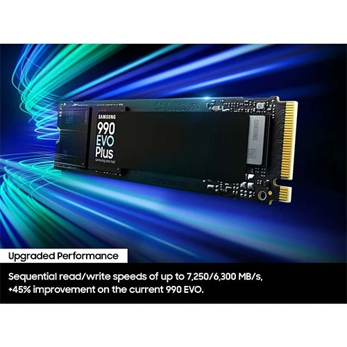 Samsung 990 EVO Plus NVMe SSD - 1TB - PCIe 4.0 x4 / 5.0 x2 - 7,250 MB/s - Black (887276843711) - image 4 Samsung 990 EVO Plus NVMe SSD - 1TB - PCIe 4.0 x4 / 5.0 x2 - 7,250 MB/s - Black (887276843711) - image 4