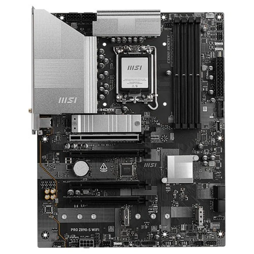 مازەربۆردی ئێم ئێس ئای مۆدێلی Pro Z890-S WiFi ATX - پشتگیری لە پڕۆسێسەرەکانی ئینتێل LGA 1851 Core Ultra دەکات - جۆری میمۆری DDR5 - تەکنەلۆژیای PCIe 5.0 - تاندەربۆڵت 4 و وایفای 7 - ڕەش / زیوی (824142386569) - image 2 مازەربۆردی ئێم ئێس ئای مۆدێلی Pro Z890-S WiFi ATX - پشتگیری لە پڕۆسێسەرەکانی ئینتێل LGA 1851 Core Ultra دەکات - جۆری میمۆری DDR5 - تەکنەلۆژیای PCIe 5.0 - تاندەربۆڵت 4 و وایفای 7 - ڕەش / زیوی (824142386569) - image 2
