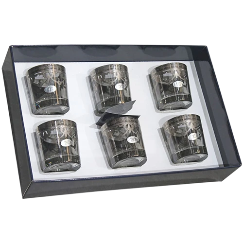 Art Décor Glass Model A1971 - Set 6 Pieces - Old Fashion - Hight 9.6 - Dimeter 8.7 - Design Amalfi Fumè Platino -  Transparent (17117169) - image 1