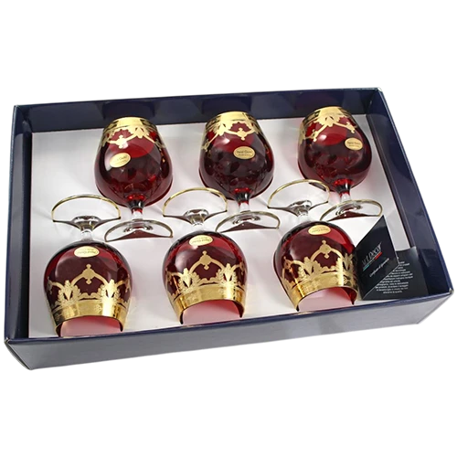 Art Décor Glass Model A1346 Set 6  Pieces - Cognac Riserva - Hight 15 - Dimeter 7 - Capacity 0.53 L - Design Amalfi Ruby Oro - Red (17117178) - image 1