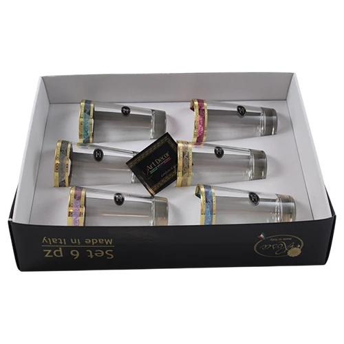 Art Décor Glass Model A483 - Set of 6 Pieces - Bibita Palladio - Hight 14,2 - Dimeter 7,7 - Design 02 Oro 6 - Multicolor (17117130) - image 1