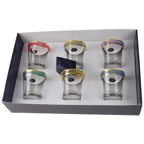 Art Décor Glass Model A484 - Set of 6 Pieces - Dof Palladio - Hight 9,9 - Dimeter 9,3 - Design 02 Oro 6 - Multicolor (17117131) - image 1