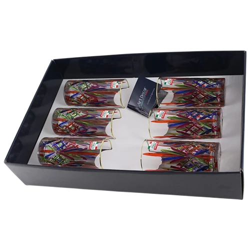 Art Décor Glass Model A2809 - Set of 6 Pieces - Bibita Melodia - Hight 15 - Dimeter 6.9 - Design 4 Color Lance + Gold Thread -  Multicolor (17117101) - image 1