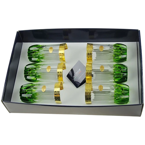 Art Décor Glass Model A4580 - Set of 6 Pieces - Bibita Adagio - Design Drinks "02 Gold + Green Lances" - Green (17117147) - image 1