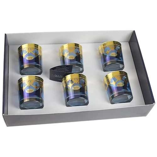 Art Décor Glass Model A3829 - Set of 6 Pieces - Old Fashion - Design Amalfi Blu Oro - Blue (17117154) - image 1