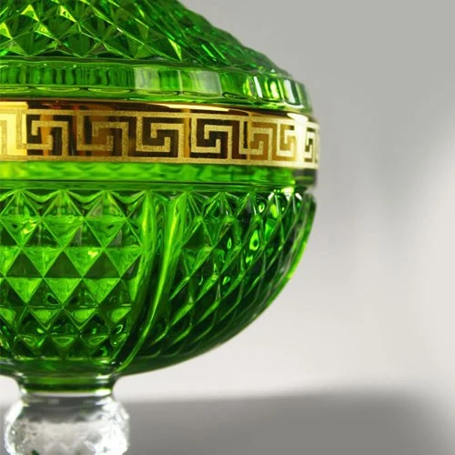 Art Décor Glass Model A6211 - 1 Pieces - Scatola Kleos - Hight 23,5 - Dimeter 15 - Design “Versac Gold + Green” - Green (171171129) - image 3