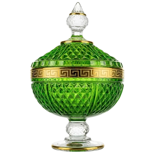 Art Décor Glass Model A6211 - 1 Pieces - Scatola Kleos - Hight 23,5 - Dimeter 15 - Design “Versac Gold + Green” - Green (171171129) - image 1