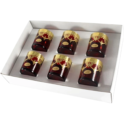 Art Décor Glass Model A1113 - Set of 6 Pieces - Acqua Tina - Hight 8,9 - Hight 7,3 - Capacity 250 ml - Design Amalfi Ruby Oro - Red / Gold (17117183) - image 1