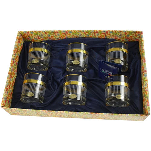 طقم زجاجي من آرت ديكور، موديل A869 - 6 قطع - طراز كلاسيكي - الارتفاع 9.6 - القطر 8.7 - تصميم جيجا أورو - شفاف / ذهبي (171171120) - image 1 طقم زجاجي من آرت ديكور، موديل A869 - 6 قطع - طراز كلاسيكي - الارتفاع 9.6 - القطر 8.7 - تصميم جيجا أورو - شفاف / ذهبي (171171120) - image 1