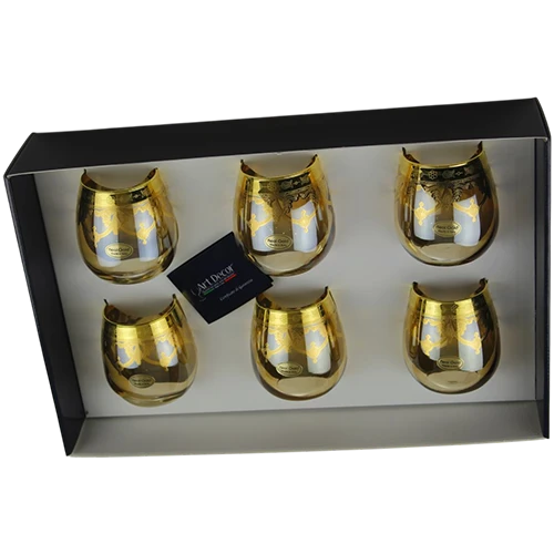 Art Décor Glass Model A309 - Set of 6 Pieces - Stemless Hight 10,2 - Dimeter 7 - Design Amalfi Ambra - Gold (17117185) - image 1