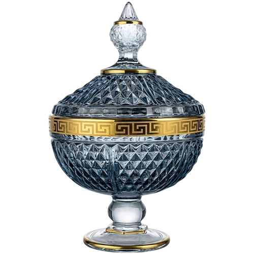 Art Décor Glass Model A6214 - 1 Piece - Scatola Kleos - Hight 23,5 - Dimeter 15 - Design "Versac Oro + Fume" - Transparent Grey (171171118) - image 1