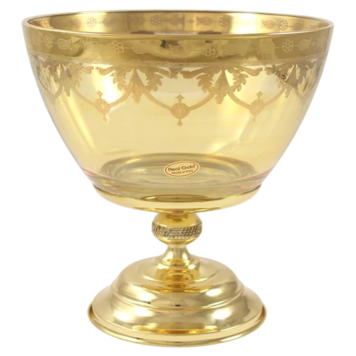 Art Décor Glass Model A1249 - 1 Piece - Rialto Centerpiece with Diamond Base, “Amalfi Jewel Amber Gold” Design - Gold (17117181) - image 1