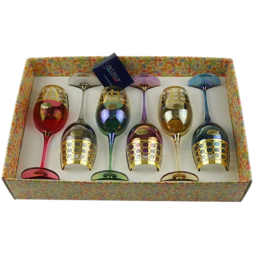 Art Décor Glass Model A5775 - Set of 6 Pieces - Acqua Premium - Capacity 0.38 L- Design Athene 6 /Gold Colors - Multicolor (171171112) - image 1