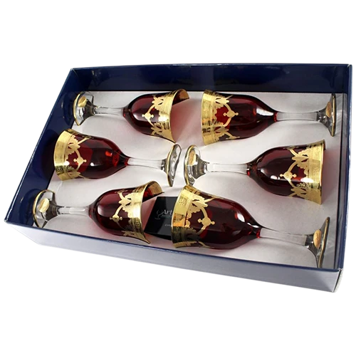Art Décor Glass Model A1116 - Set of 6 Pieces - Acqua Max Liscio - Hight 19.7 - Dimeter 9 - Design Amalfi Ruby Oro - Red / Gold (17117184) - image 1