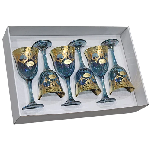 Art Décor Wine Glasses Model A2176 - Set 6 Pieces - Max Ottico - Design "Amalfi Blue" - Blue (17117164) - image 1 Art Décor Wine Glasses Model A2176 - Set 6 Pieces - Max Ottico - Design "Amalfi Blue" - Blue (17117164) - image 1