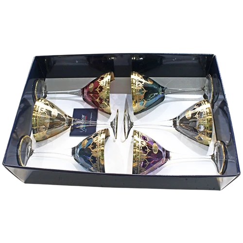 Art Décor Ice Cream/Fruit Cups Model A2329 - Set of 6 Pieces - Coppa Magnific - Hight 20 - Dimeter 11,2 - Design Amalfi 6/Gold Colors - Multicolor (17117159) - image 1