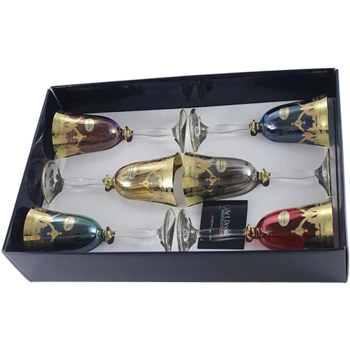 Art Décor Glass Model A3499 - Set of 6 Pieces - Acqua Angela Ottico - Hight 21.3 - Dimeter 8.5 - Design Amalfi 6/Golds Colors - Multicolor (17117156) - image 1