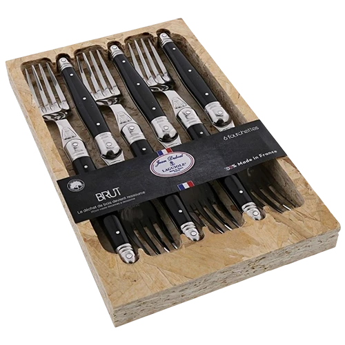Jean Dubost Set of 6 Forks - 1.5 mm Laguiole LF ABS Black Handle OSB Open Box No Marking-Brut Range - Black (3219336383597) - image 1 Jean Dubost Set of 6 Forks - 1.5 mm Laguiole LF ABS Black Handle OSB Open Box No Marking-Brut Range - Black (3219336383597) - image 1