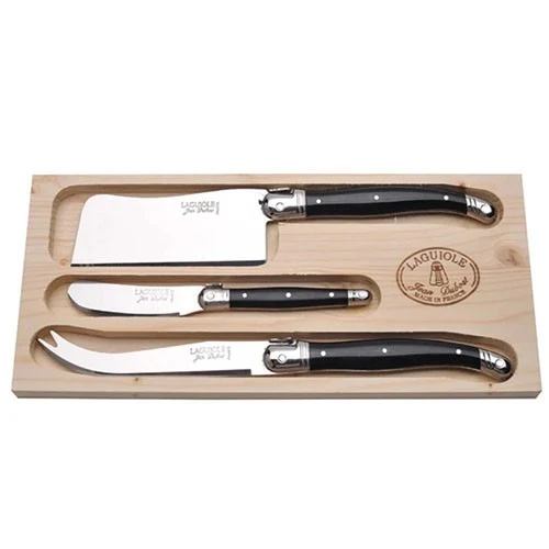 Jean Dubost Cheese Set - Set of 3 Pieces Cleaver + Kinfe + Spreader - Laguiole Lf ABS Black Handle OSB Open Box No Marking -Brut Range - Black (3219333710068) - image 6 Jean Dubost Cheese Set - Set of 3 Pieces Cleaver + Kinfe + Spreader - Laguiole Lf ABS Black Handle OSB Open Box No Marking -Brut Range - Black (3219333710068) - image 6