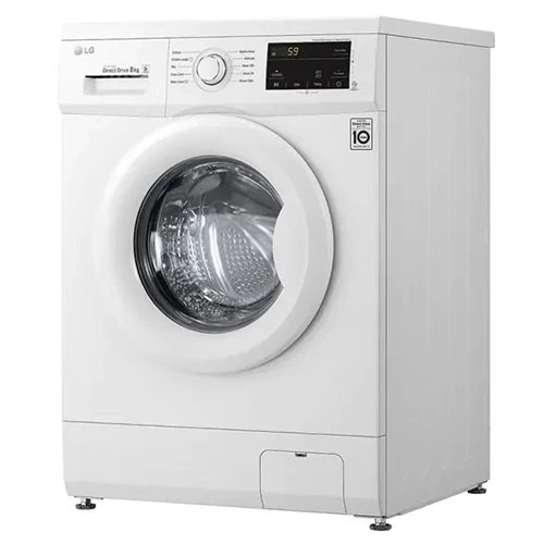 غسالة إل جي ذات التعبئة الأمامية WY1408WTP - سعة 8 كيلوغرام وسرعة دوران 1400 دورة في الدقيقة - محرك إنفيرتر للتيار المباشر - تقنية 6 حركات DD - غسيل بالبخار - أبيض (WY1408WTP) - image 3