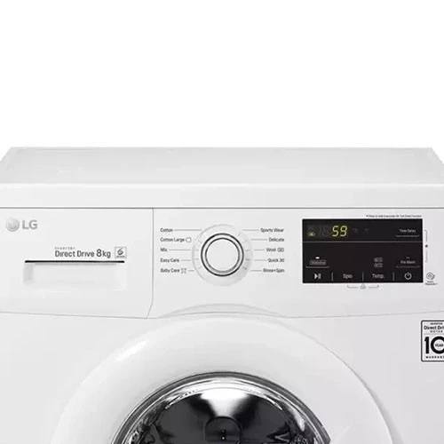 غسالة إل جي ذات التعبئة الأمامية WY1408WTP - سعة 8 كيلوغرام وسرعة دوران 1400 دورة في الدقيقة - محرك إنفيرتر للتيار المباشر - تقنية 6 حركات DD - غسيل بالبخار - أبيض (WY1408WTP) - image 5