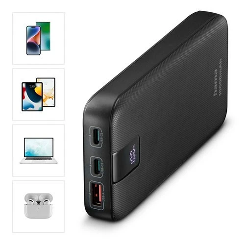 پاوەربانکی هاما PD - بە 3 دەرچە (2x USB-C، 1x USB-A) - تەکنەلۆژیای بارگاویکردنەوەی خێرا - گونجانی گشتگیر - پیشاندەری LED بۆ ڕێژەی پاتری - ڕەساسیی تۆخ (4047443514806) - image 11 پاوەربانکی هاما PD - بە 3 دەرچە (2x USB-C، 1x USB-A) - تەکنەلۆژیای بارگاویکردنەوەی خێرا - گونجانی گشتگیر - پیشاندەری LED بۆ ڕێژەی پاتری - ڕەساسیی تۆخ (4047443514806) - image 11