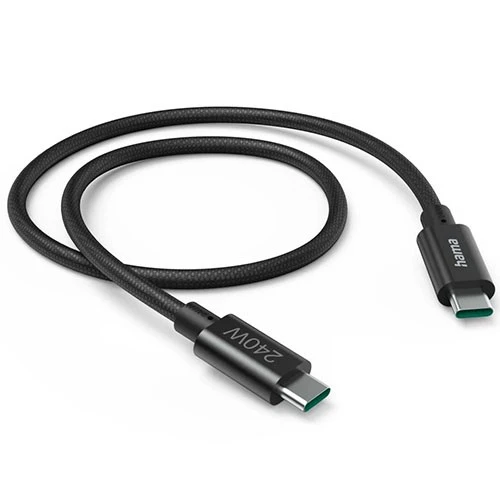 كيبل هاما متكامل المزايا 201702 - منفذ USB-C إلى USB-C - طول الكيبل 1.5 متر - طاقة كاملة 240 واط - نقل بيانات USB 3.2 من الجيل الأول - أسود (4047443510495) - image 2