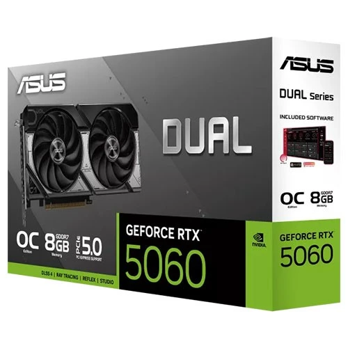 بطاقة رسومات  أسوس دول جيفورس RTX 5060 إصدار OC موديل PN-90YV0N12-MONA00 - منفذ PCIe 5.0 - ذاكرة 8 غيغابايت GDDR7 - محامل مروحة مزدوجة الكرات - BIOS مزدوج - أسود / فضي (199291057890) - image 8