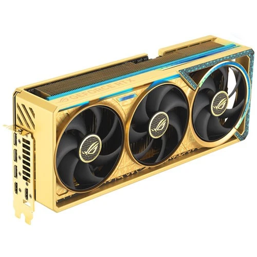 كارت شاشة أسوس روغ أسترال جيفورس RTX 5080 إصدار ذهب كور OC موديل PN-90YV0LV6-M0NM00 - منفذ PCIe 5.0 - ذاكرة 16 غيغابايت GDDR7 - تبريد بأربعة مراوح - BIOS مزدوج - ذهبي معدني / أسود (157157155) - image 4