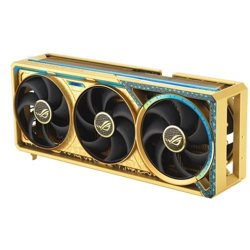 كارت شاشة أسوس روغ أسترال جيفورس RTX 5080 إصدار ذهب كور OC موديل PN-90YV0LV6-M0NM00 - منفذ PCIe 5.0 - ذاكرة 16 غيغابايت GDDR7 - تبريد بأربعة مراوح - BIOS مزدوج - ذهبي معدني / أسود (157157155) - image 3