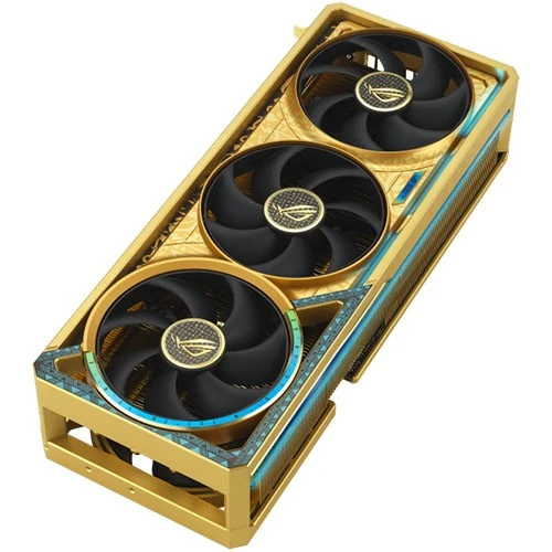 كارت شاشة أسوس روغ أسترال جيفورس RTX 5080 إصدار ذهب كور OC موديل PN-90YV0LV6-M0NM00 - منفذ PCIe 5.0 - ذاكرة 16 غيغابايت GDDR7 - تبريد بأربعة مراوح - BIOS مزدوج - ذهبي معدني / أسود (157157155) - image 6