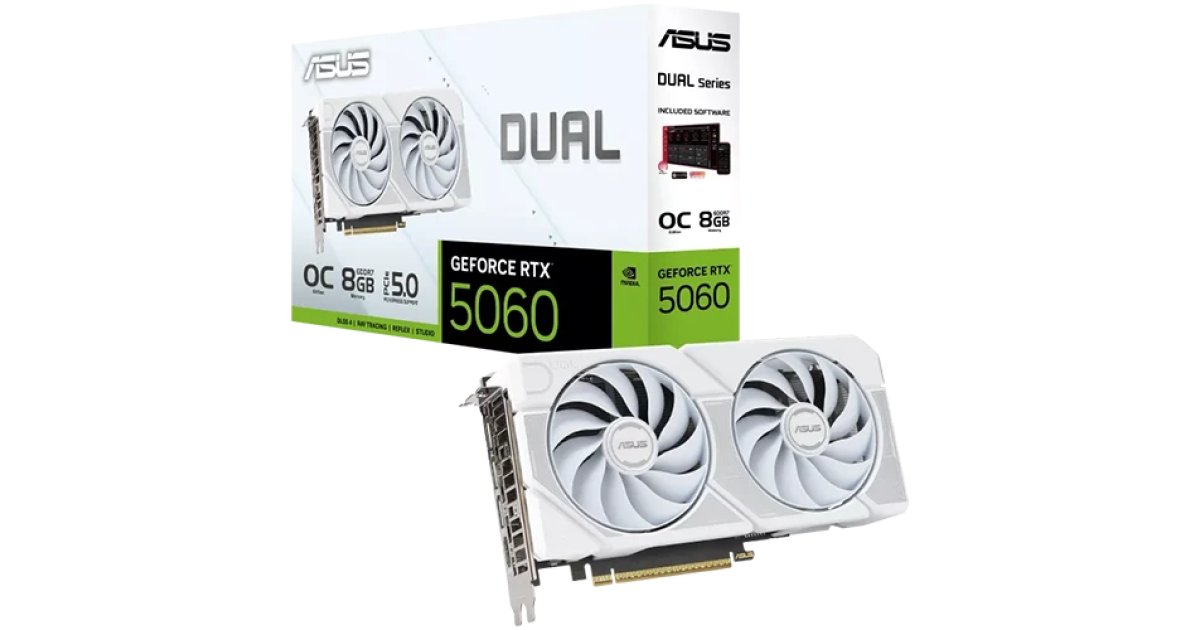 Asus Dual GeForce RTX 5060 White Edition Graphics Card PN-90YV0N15