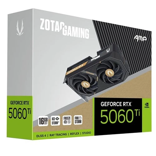 كارت شاشة زوتاك للألعاب جيفورس RTX 5060 Ti بسعة 16 غيغابايت AMP موديل  PN-ZT-B50620F-10M - معمارية بلاكويل DLSS 4.0 - ذاكرة GDDR7 سعة 16 غيغابايت - نظام تبريد آيس ستورم 2.0 - لوحة خلفية معدنية - أسود (810012085656) - image 7