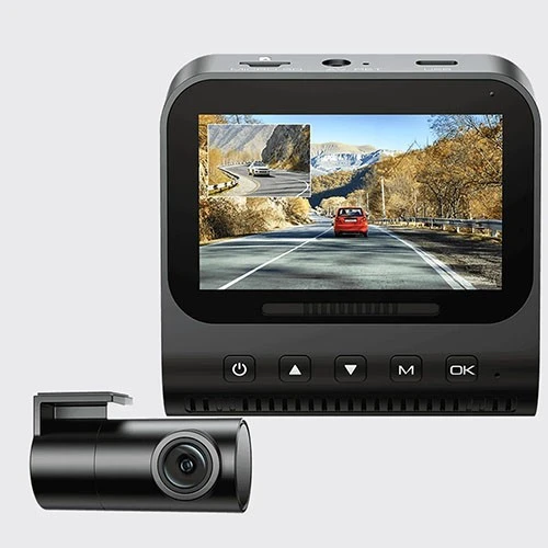 داش كام لينغدو 4K ثنائية القنوات للسيارة V820 - تحكم صوتي - GPS مدمج - مستشعران STARVIS - مراقبة أثناء ركن السيارة - مع بطاقة ذاكرة TF سعة 64 غيغابايت - أسود (6973888262829) - image 2