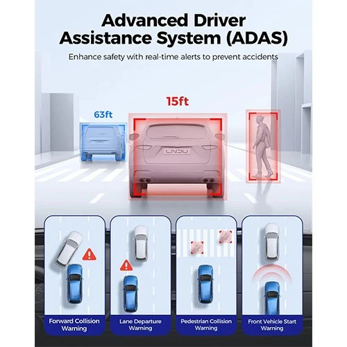 داش كام لينغدو 4K ثنائية القنوات للسيارة V820 - تحكم صوتي - GPS مدمج - مستشعران STARVIS - مراقبة أثناء ركن السيارة - مع بطاقة ذاكرة TF سعة 64 غيغابايت - أسود (6973888262829) - image 5