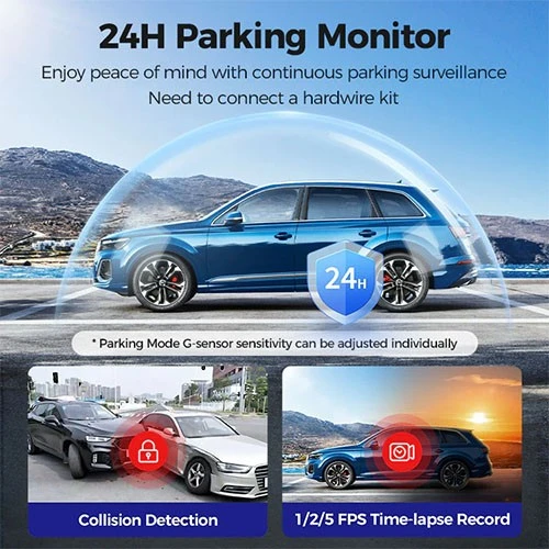 داش كام أزردوم 4K ثنائية القنوات M360 للسيارة - تحكم صوتي - نظام GPS مدمج - شاشة عريضة 3.6 بوصة - نظام مساعدة السائق ADAS - مراقبة ركن السيارة على مدار 24 ساعة - مع بطاقة ذاكرة TF سعة 64 غيغابايت - أسود (6973888262737) - image 2