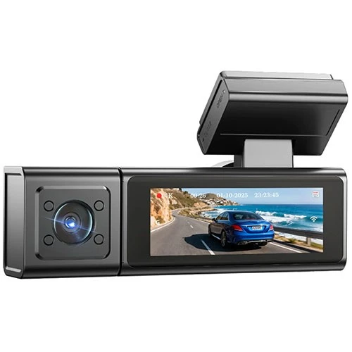 داش كام أزدوم M500 - نظام تسجيل ثلاثي القنوات - دقة فائقة الوضوح 4K - عدسات بزاوية واسعة - شاشة مدمجة 3 إنج - رؤية ليلية - أسود (6973888262744) - image 2