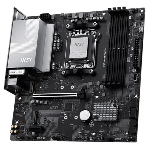 مذربورد من أم أس آي برو B840M/P - تدعم معالجات AMD ريزن من سلسلة 9000/8000/7000 لأجهزة سطح المكتب  - DDR5 ذاكرة  - PCIE and PCIE1 - منفذ PCI-E1 واحد - واي فاي 6E  - أسود (824142431597) - image 3
