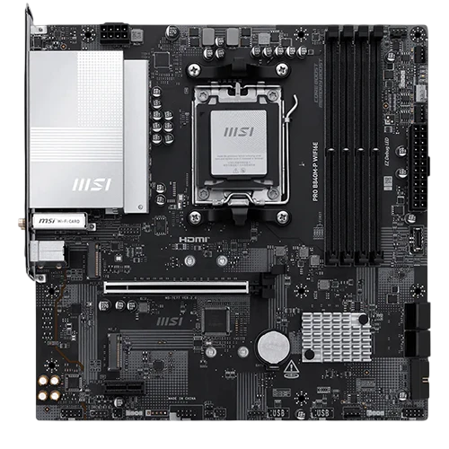 مذربورد من أم أس آي برو B840M/P - تدعم معالجات AMD ريزن من سلسلة 9000/8000/7000 لأجهزة سطح المكتب  - DDR5 ذاكرة  - PCIE and PCIE1 - منفذ PCI-E1 واحد - واي فاي 6E  - أسود (824142431597) - image 1