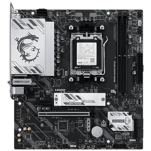 مذربورد أم أس آي B850M للألعاب WIFI6E - تدعم معالجات AMD AM5 رايزن - ذاكرة DDR5 - منفذ PCIe 5.0 - واي فاي 6E وشبكة LAN بسرعة 2.5 غيغابت - أسود (824142446836) - image 2