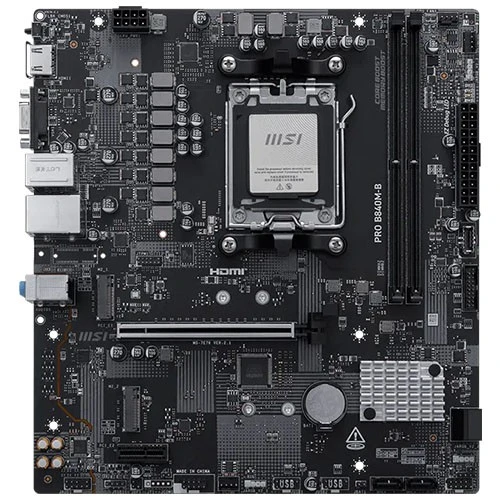 مذربورد أم أس آي برو B840M-B مقاس mATX - تدعم معالجات AMD AM5 رايزن - ذاكرة DDR5 - منفذ PCIe 4.0 - منفذ LAN بسرعة 2.5 غيغابت - أسود (824142430972) - image 2