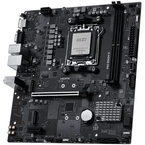 مذربورد أم أس آي برو B840M-B مقاس mATX - تدعم معالجات AMD AM5 رايزن - ذاكرة DDR5 - منفذ PCIe 4.0 - منفذ LAN بسرعة 2.5 غيغابت - أسود (824142430972) - image 3