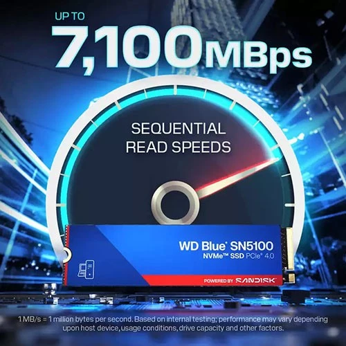 رام داخلي WD بلو SN5100 SSD بسعة 1 تيرابايت - تقنية NAND ثلاثية الأبعاد من الجيل التالي - PCIe 4.0 NVMe M.2 2280 - سرعة قراءة / كتابة 7100 / 6700 ميغابايت / ثانية - تسريع سانديسك nCache 4.0 - أزرق (718037906256) - image 5