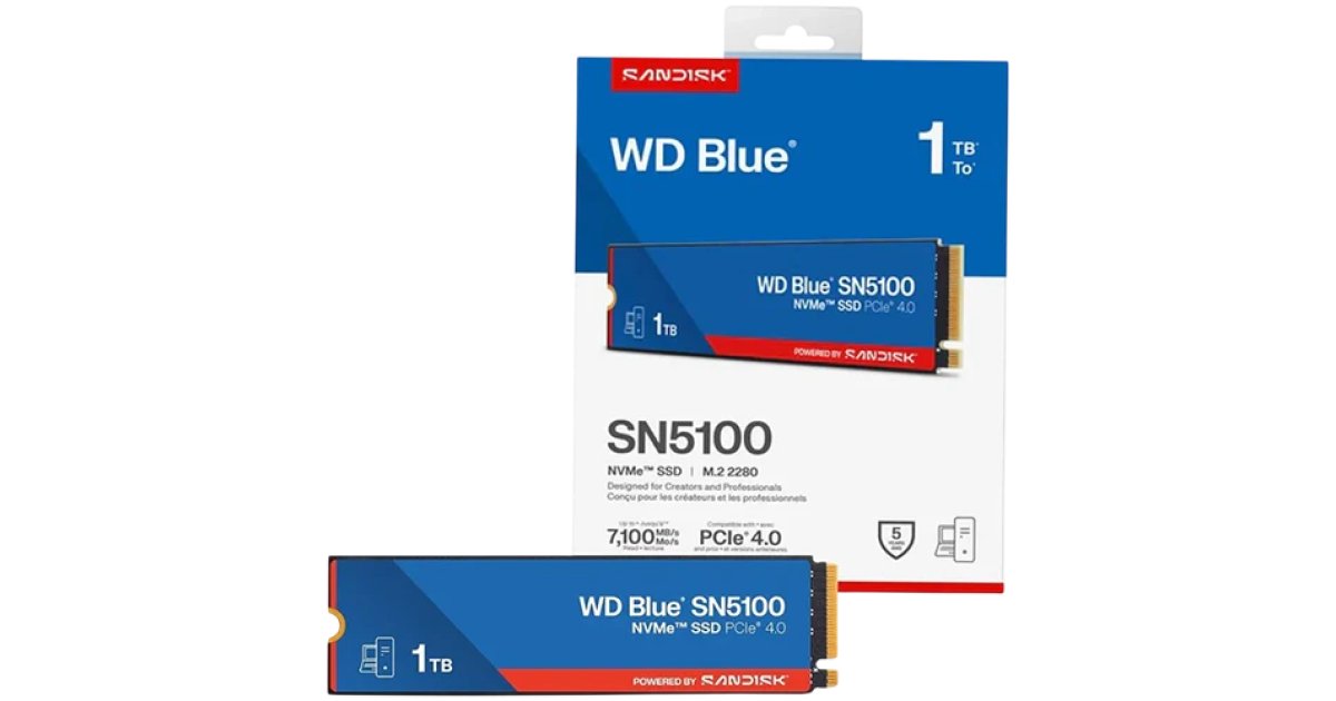 WD Blue SN5100 1 TB SSD - Next Gen 3D CBA NAND Tech - PCIe 4.0