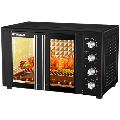 فرن كهربائي من هيونداي HBM-80L2 - تصميم فريد ببابين - طاقة 2400 واط - سعة 80 لترًا - ترموستات قابل للتعديل - أبواب زجاجية مقاومة للحرارة (VEN000001-HBM-80L2-Black) - image 1