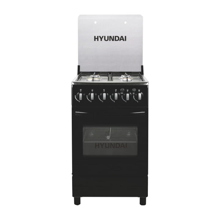 Hyundai Gas Cooker - Size 50 cm - 4 Brass Burners - Dual-Function Oven & Grill (VEN000001-HBM-50-Black) - image 2